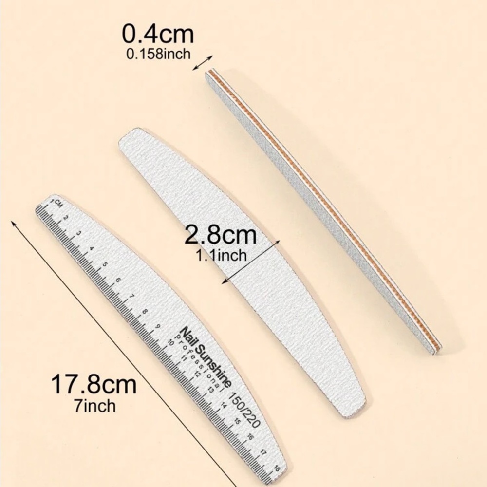 Nail Sunshine 7" Double-Sided Curved Nail File - White